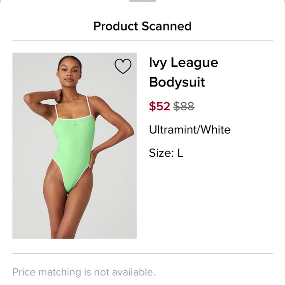 ALO Yoga Ivy League Bodysuit in Mint and White - Picture 1 of 1